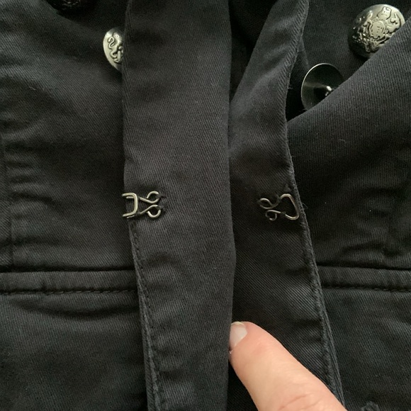 Free People Light Distressed Washed Black Military Jacket - Picture 7 of 12